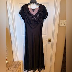 Nostalgia Black Maxi Dress with Embroidered Detail